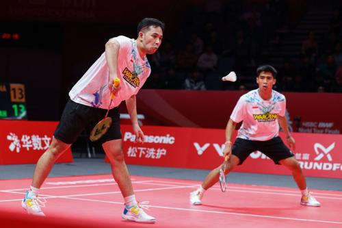 Sabar Karyaman Gutama/Moh. Reza Pahlevi Isfahani bermain di BWF World Tour Finals 2024 (Foto: PBSI)