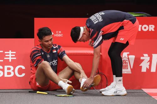 Fajar Alfian cedera di BWF World Tour Finals 2024 (Foto: PBSI)