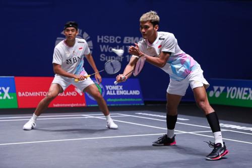 Bagas Maulana/Muhammad Shohibul Fikri beraksi di All England 2024 (Foto: PBSI)