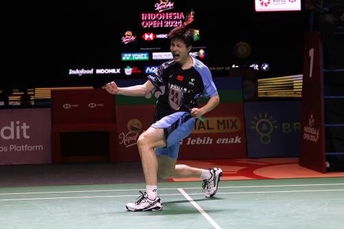 Shi Yu Qi beraksi di Indonesia Open 2024 (Foto: PBSI)