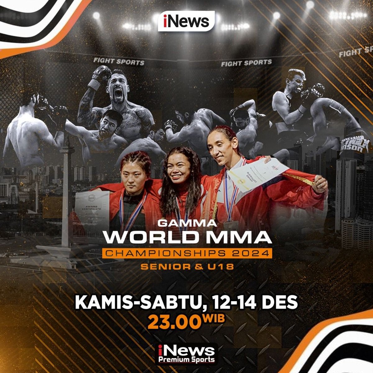 Jadwal Gamma World MMA Champions 2024 di iNews: Ajang Tarung Terbaik Dunia, Mulai 12-14 Desember 2024!